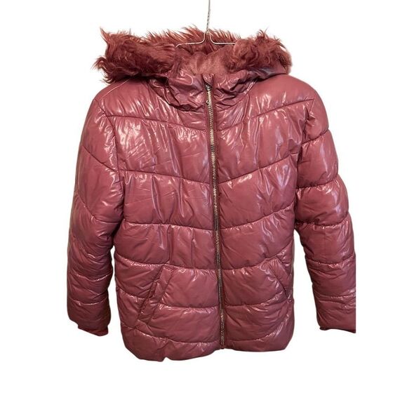 Juicy Couture Girls Pink Hooded Puffer Jacket Size 10-12 Winter Warm Y2K vintage - Picture 1 of 12